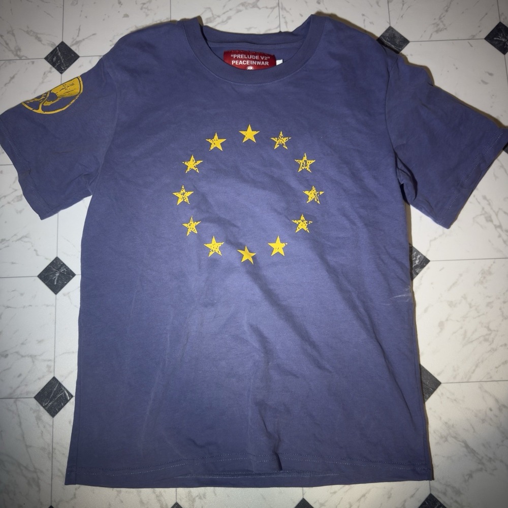 Peaceinwar Prelude V2 Tee Mens Large Navy Yellow Star Graphic Streetwear T-Shirt